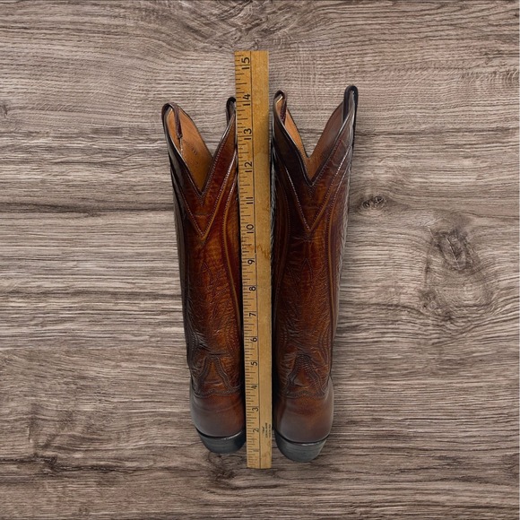 Vintage Lucchese  San Antonio Western Boots Womens 6B Tobacco Brown Goat Leather - Picture 7 of 11